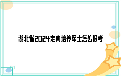 湖北省2024定向培养军士怎么报考